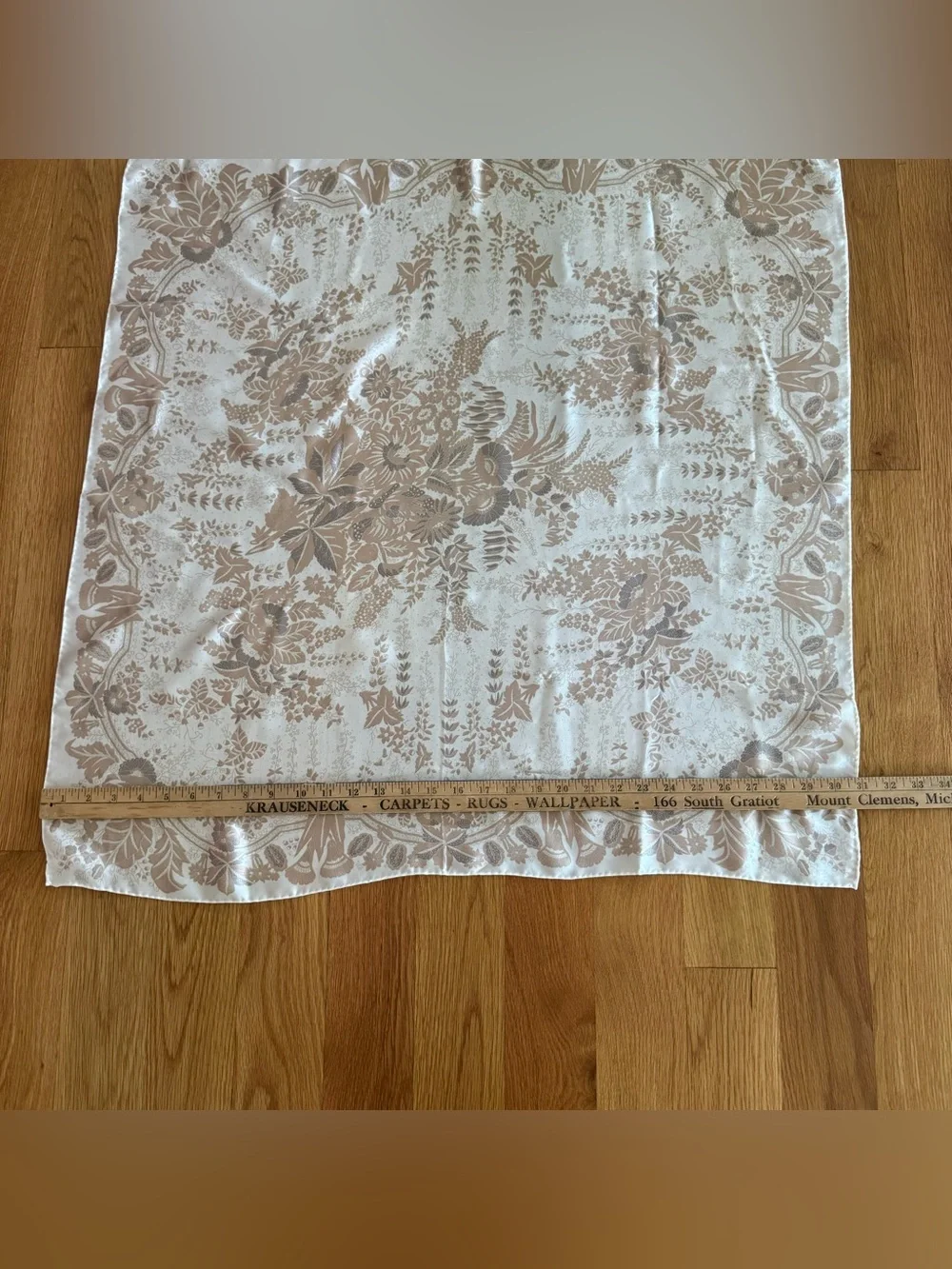 Vintage Smithsonian Institution 100% Silk Botanical Floral Scarf Made in Japan